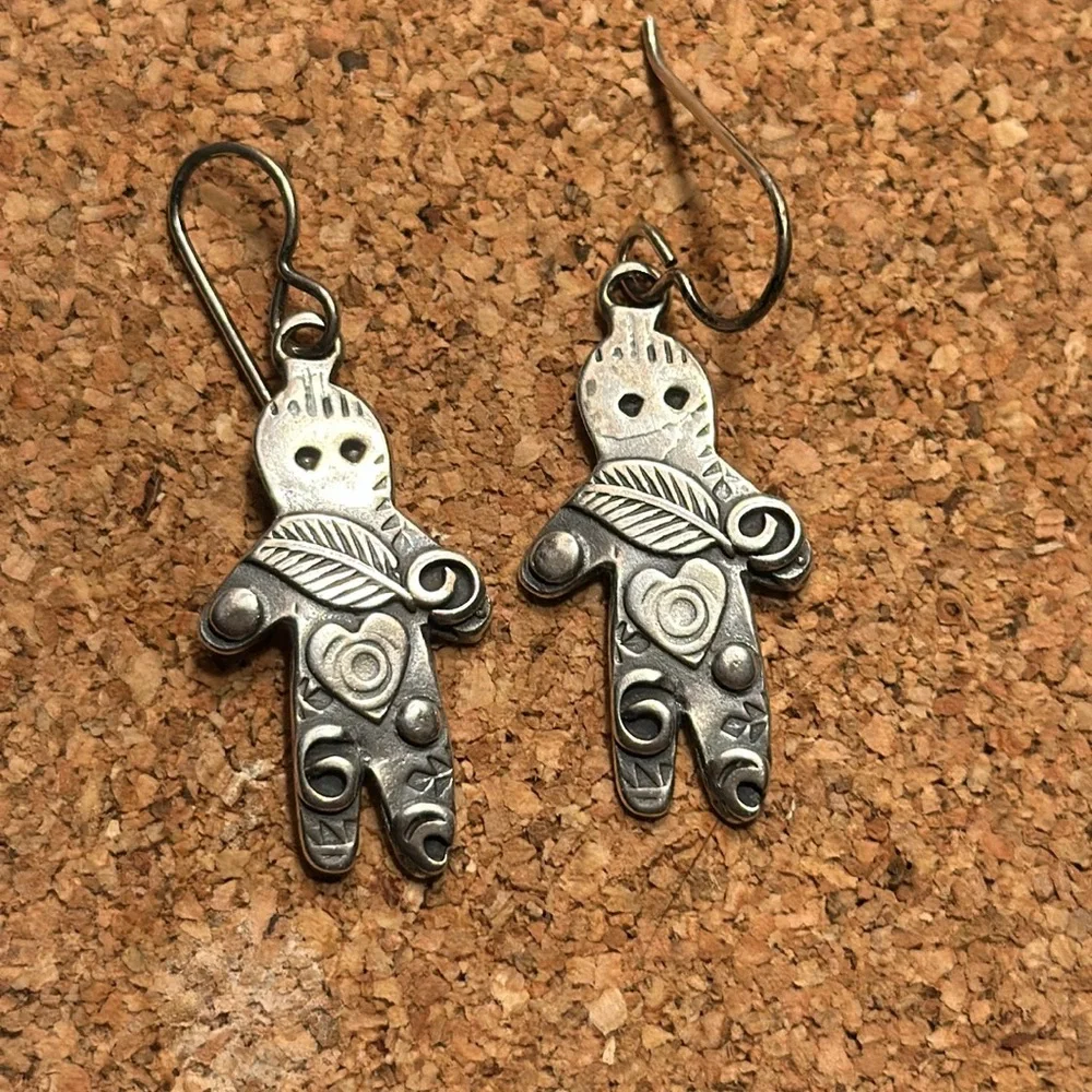 Sterling Gingerbread Earrings - Picture 2 of 7